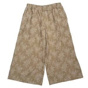 Anthropologie SOMERSET WIDE LEG PANTS XL Beige Jacquard Floral Smocked Waist NWT
